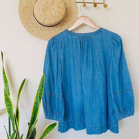 LOFT Sleeve Chambray Bubble Top - Picture 4 of 6